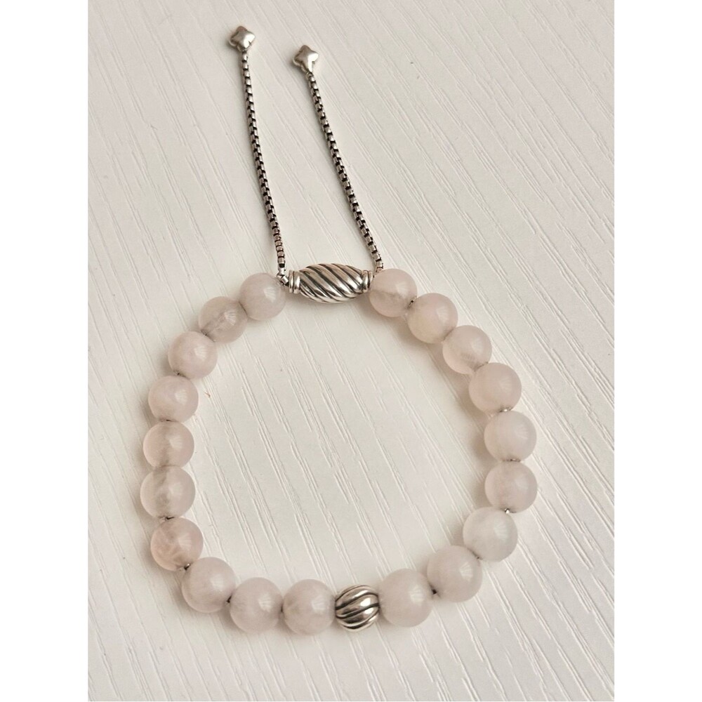 DAVID YURMAN 8mm Rose Quartz Spiritual Beads Bracelet Sterling Silver